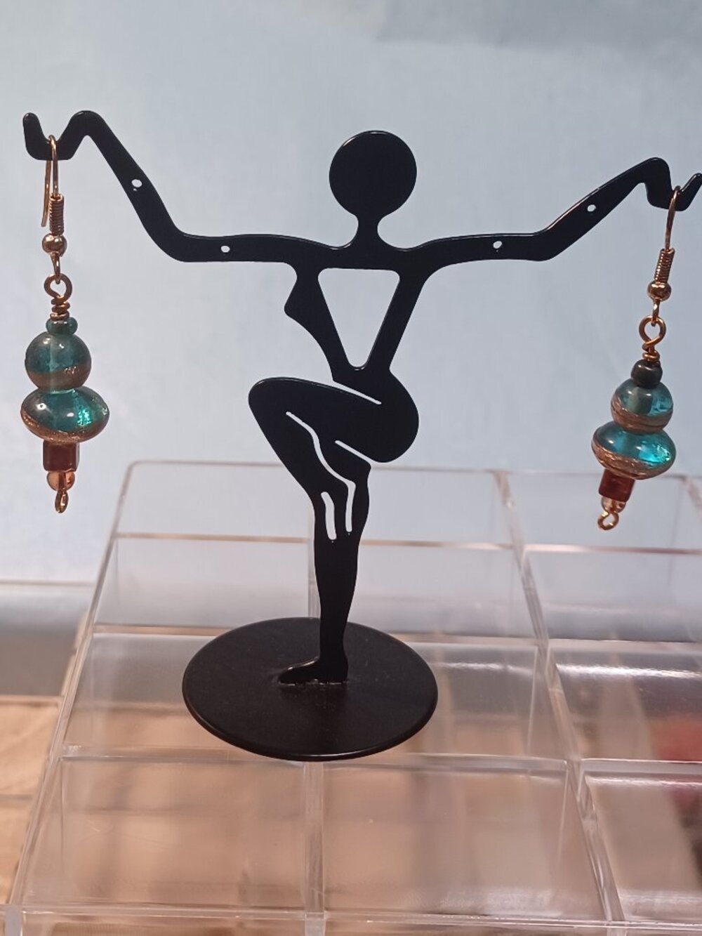 AND PAIR #3 Aqua Fire Polished Glass earrings